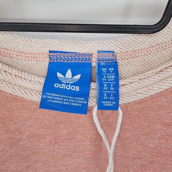 Adidas Originals Pink Three Stripe Trefoil Crewneck Pullover Sweatshirt S NWOT - Picture 3 of 6